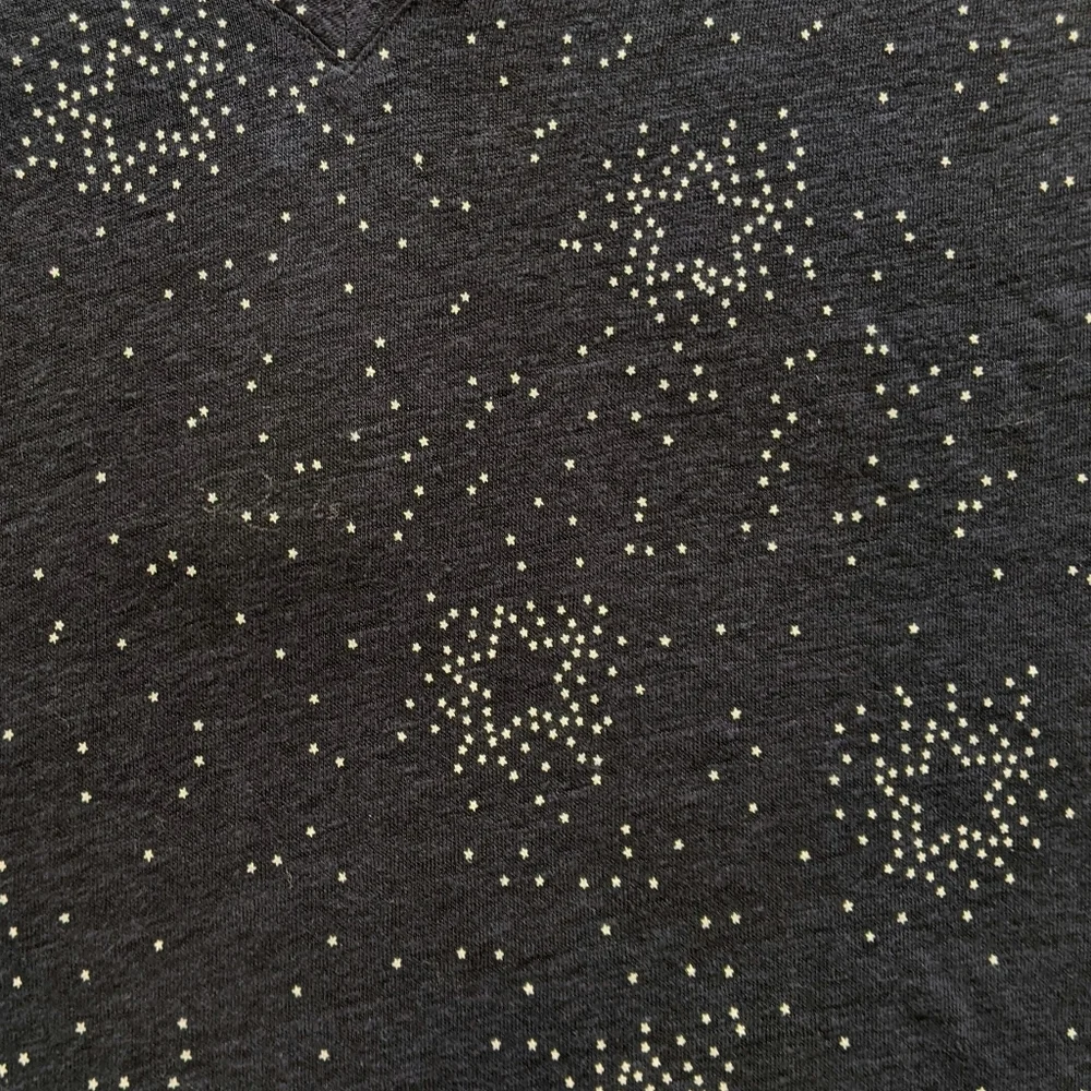 Rails Tee Linen Blend Star Print V-Neck Short Sleeve Semi Sheer Navy White M NWT - Picture 9 of 11